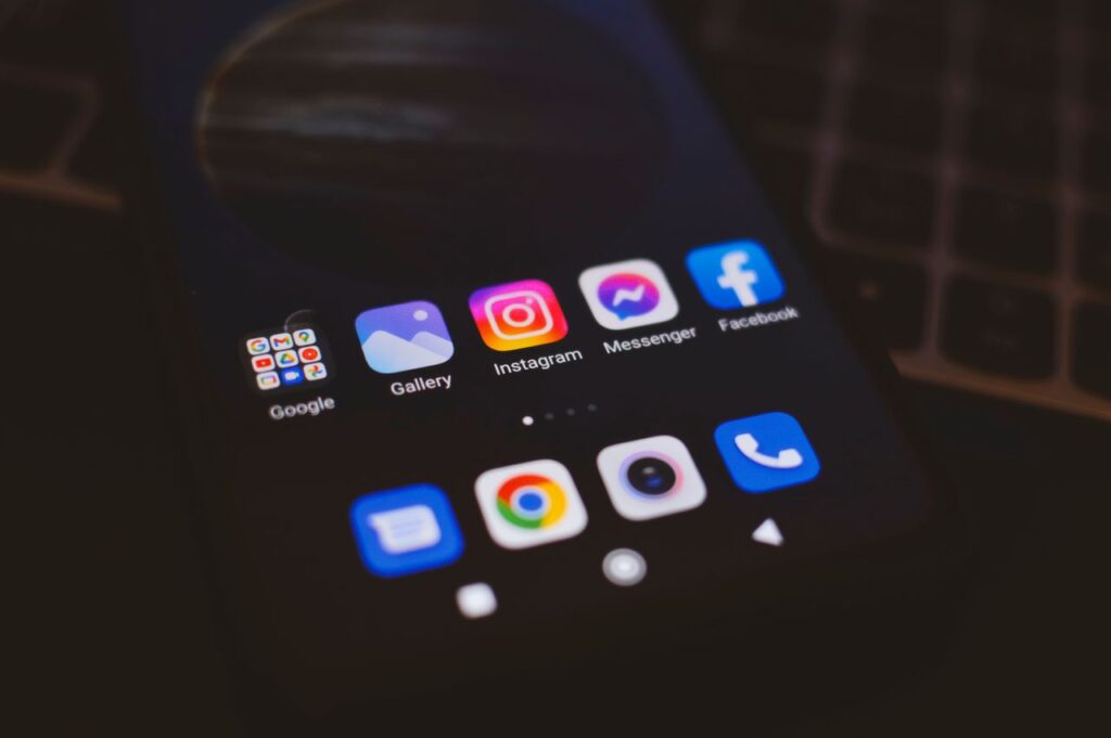 Close-up of an Android phone screen with apps
