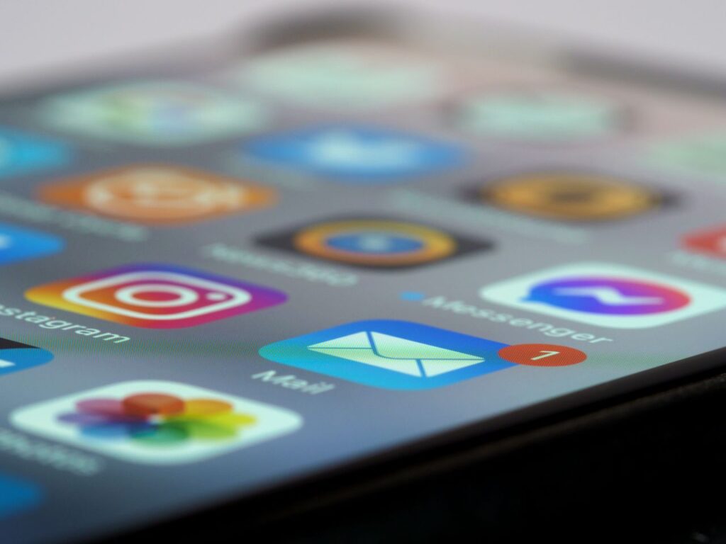 Close-up of app icons on a smartphone screen
