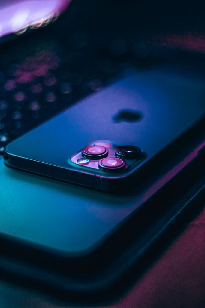 Smartphone lying face down on a desk